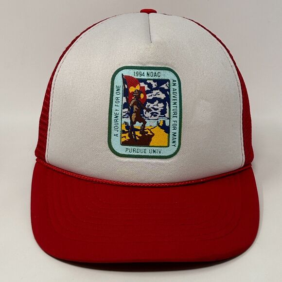 Vintage NOAC Purdue University Trucker Hat Baseball Cap BSA Boy Scouts 1994 Red - Picture 12 of 12